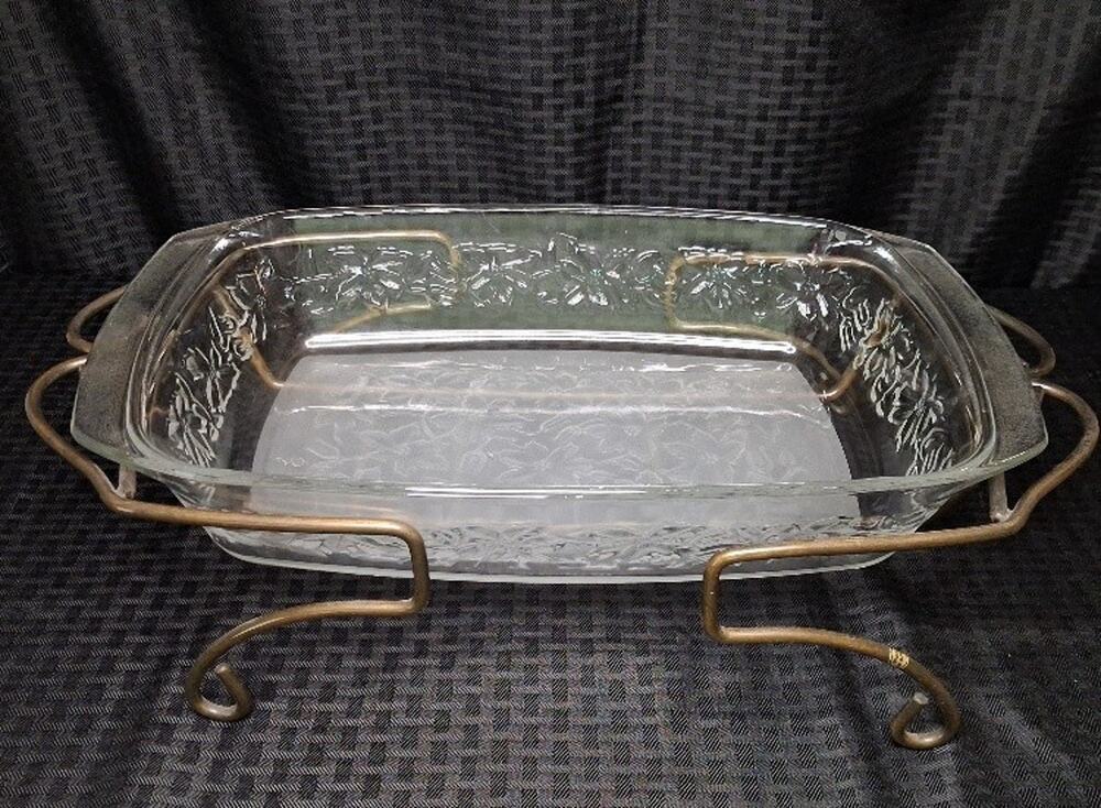 Princess House Fantasia 13.5" Rectangle Baking Dish #531 with Meridian Stand